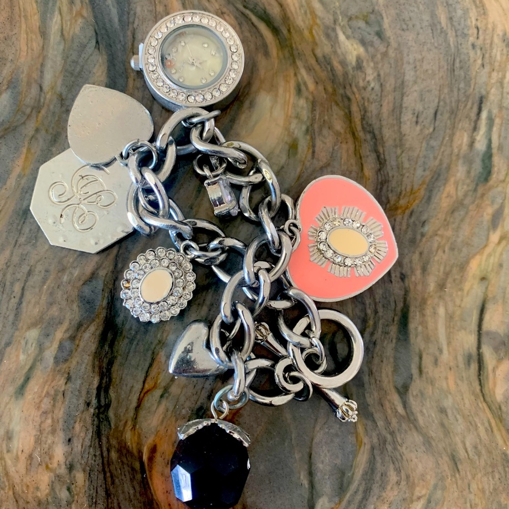 Figaro Couture Silver Charm Bracelet Watch
